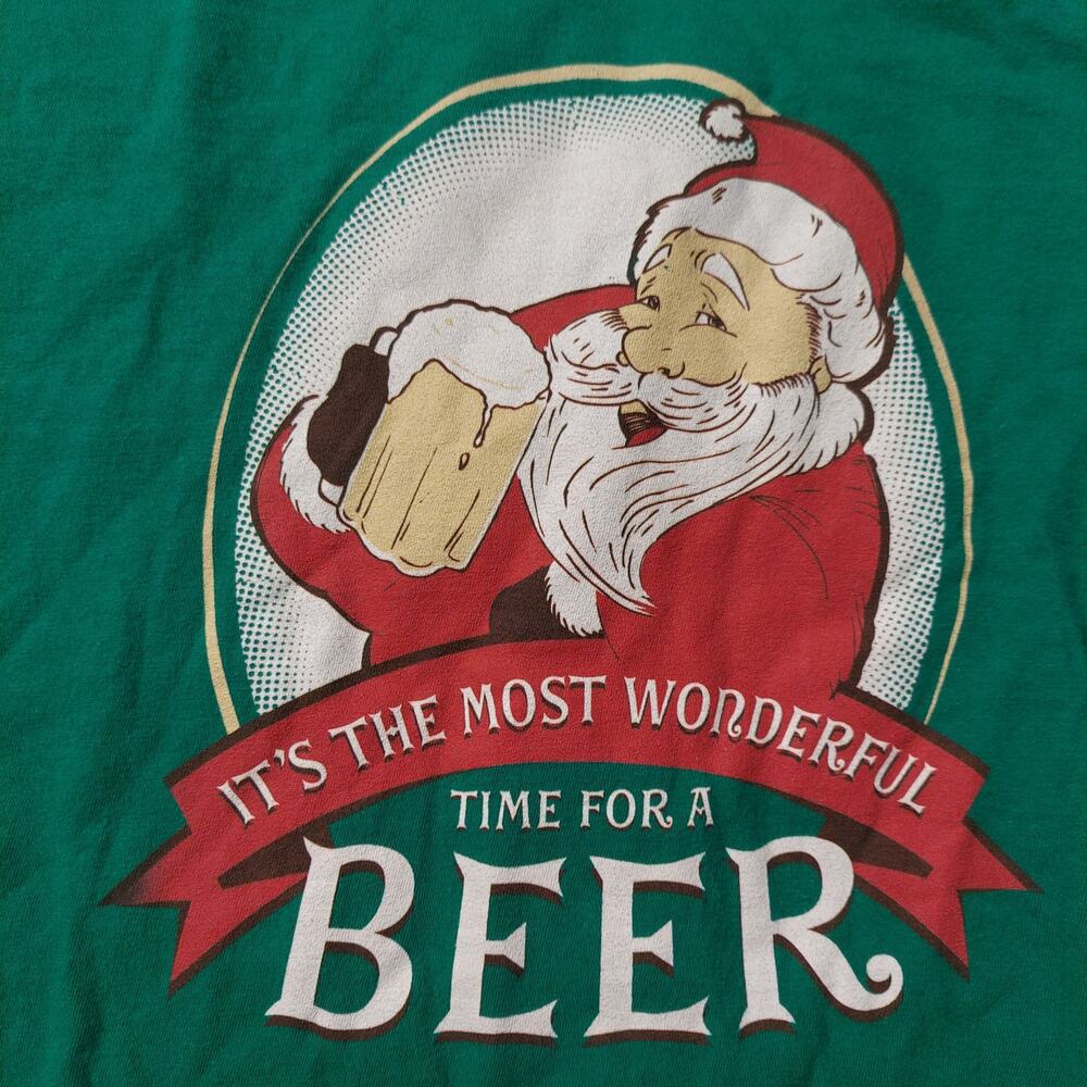 Christmas Shirt Mens XL Its The Most Wonderful TIme For A Beer Short Sleeve Tee